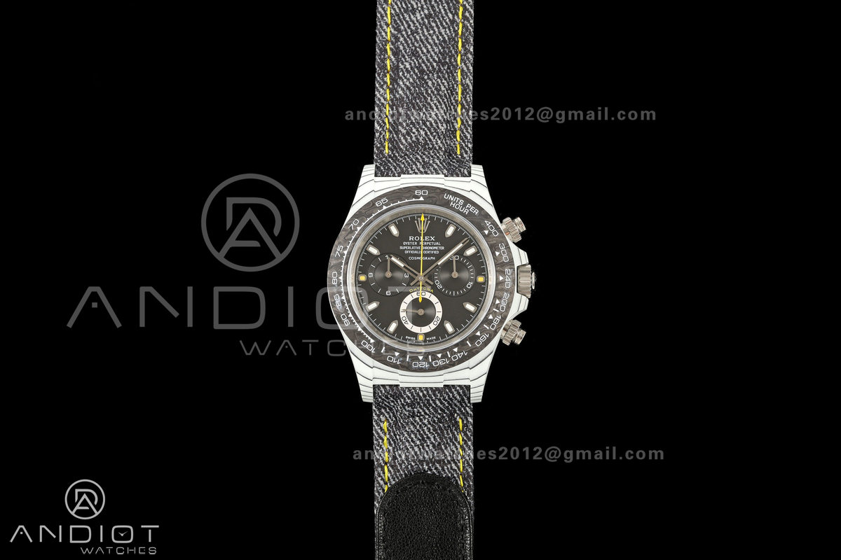 Daytona DIW White Carbon DIWF Best Edition Black Dial Black Bezel on Gray Nylon Strap SH4130